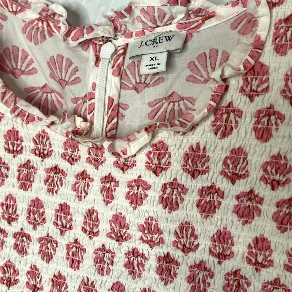 J. Crew Orange Ruffle Sun Shell Print Dress Size XL - Picture 7 of 9